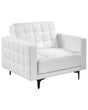 Armchair White Faux Leather Tufted Fabric Modern Living Room Reclining Chair Black Legs Track Arm Beliani