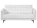 Sofa Bed White Faux Leather Tufted Modern Living Room Modular 3 Seater Black Legs Track Arm Beliani