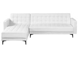 Right Hand Corner Sofa Bed White Faux Leather Tufted Modern L-Shaped Modular 4 Seater L Chaise Longue Beliani