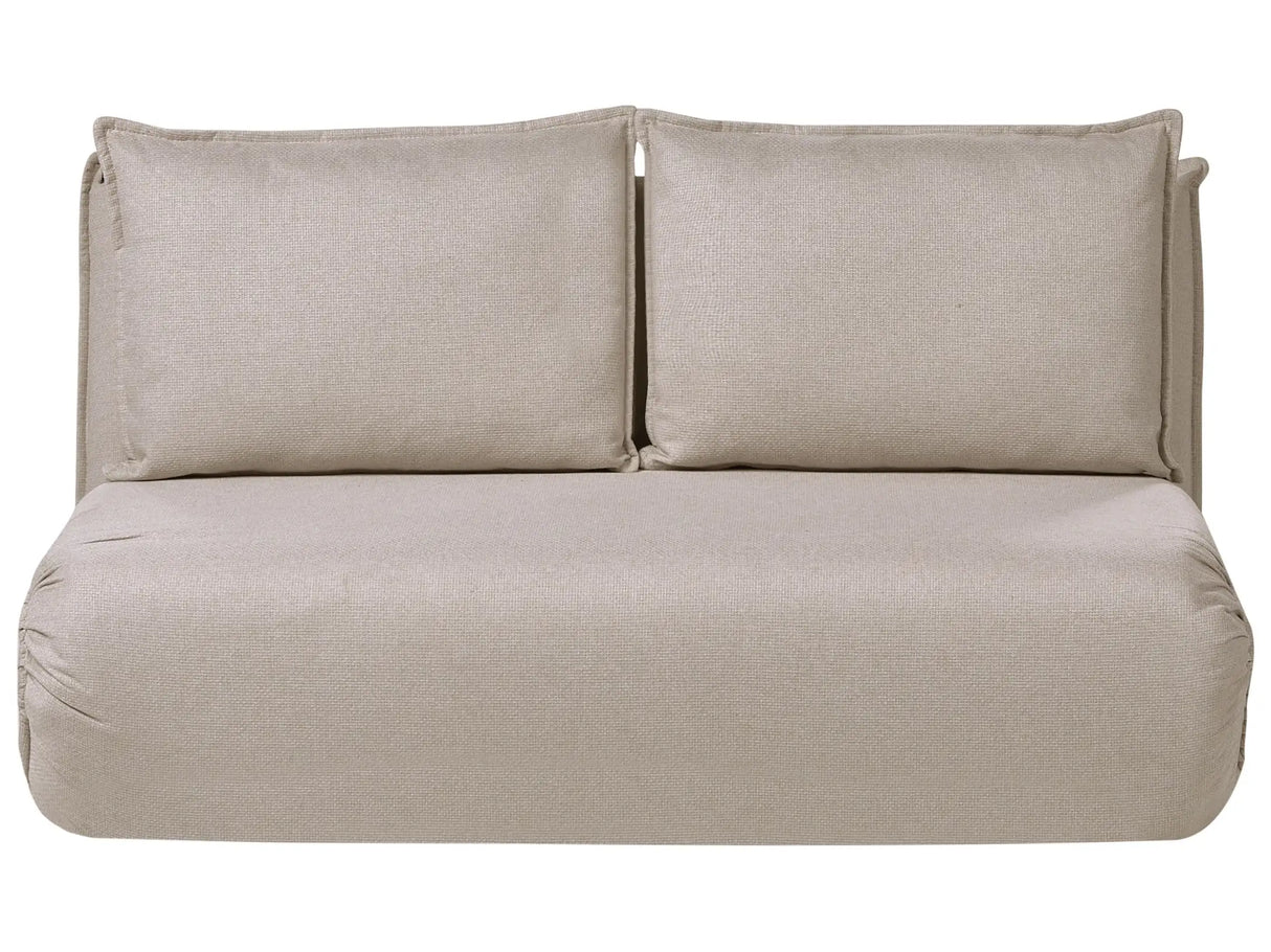 Sofa Bed Beige Faux Linen Upholstery 2 Seater Armless with Extra Cushions Kids Sofa Modern Style Living Room Kids Bedroom Beliani