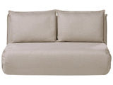 Sofa Bed Beige Faux Linen Upholstery 2 Seater Armless with Extra Cushions Kids Sofa Modern Style Living Room Kids Bedroom Beliani