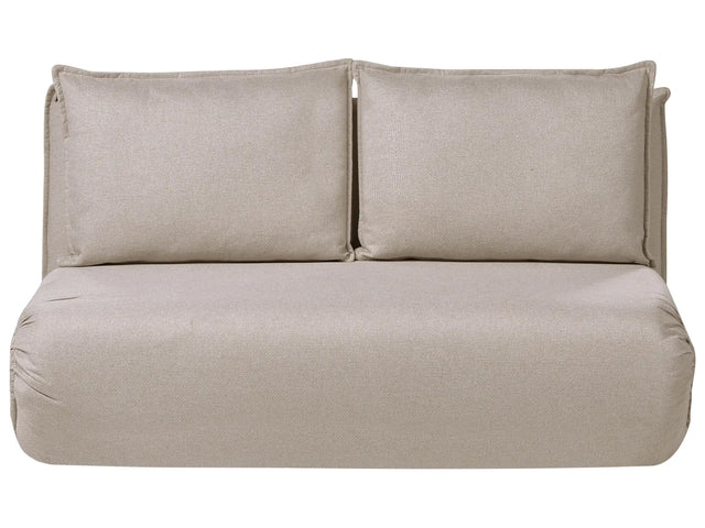Sofa Bed Beige Faux Linen Upholstery 2 Seater Armless with Extra Cushions Kids Sofa Modern Style Living Room Kids Bedroom Beliani