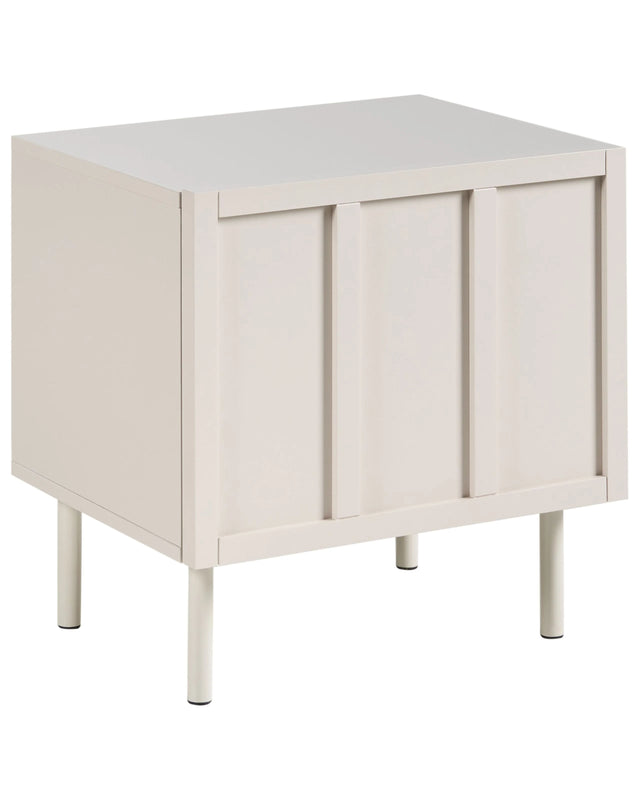 Bedside Table Light Beige MDF Metal Legs 2 Shelves Cashmere Modern Design Bedroom Beliani