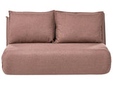 Sofa Bed Brown Faux Linen Upholstery 2 Seater Armless with Extra Cushions Kids Sofa Modern Style Living Room Kids Bedroom Beliani