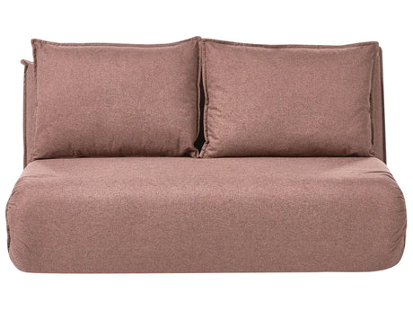 Sofa Bed Brown Faux Linen Upholstery 2 Seater Armless with Extra Cushions Kids Sofa Modern Style Living Room Kids Bedroom Beliani