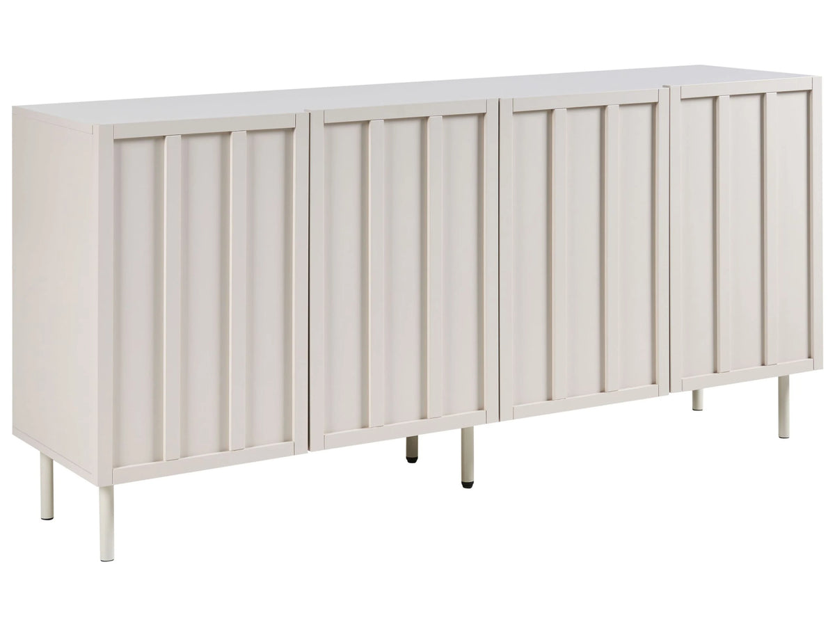 Sideboard Light Beige MDF 4 Door Cabinet Metal Legs Cashmere Modern Design Bedroom Beliani