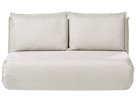 Sofa Bed Off-White Faux Linen Upholstery 2 Seater Armless with Extra Cushions Kids Sofa Modern Style Living Room Kids Bedroom Beliani