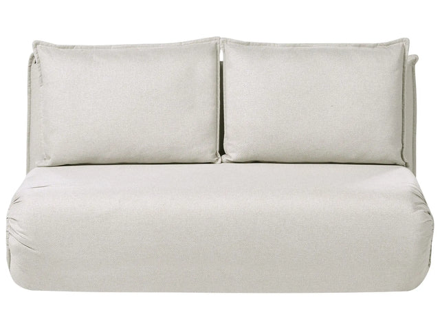 Sofa Bed Off-White Faux Linen Upholstery 2 Seater Armless with Extra Cushions Kids Sofa Modern Style Living Room Kids Bedroom Beliani