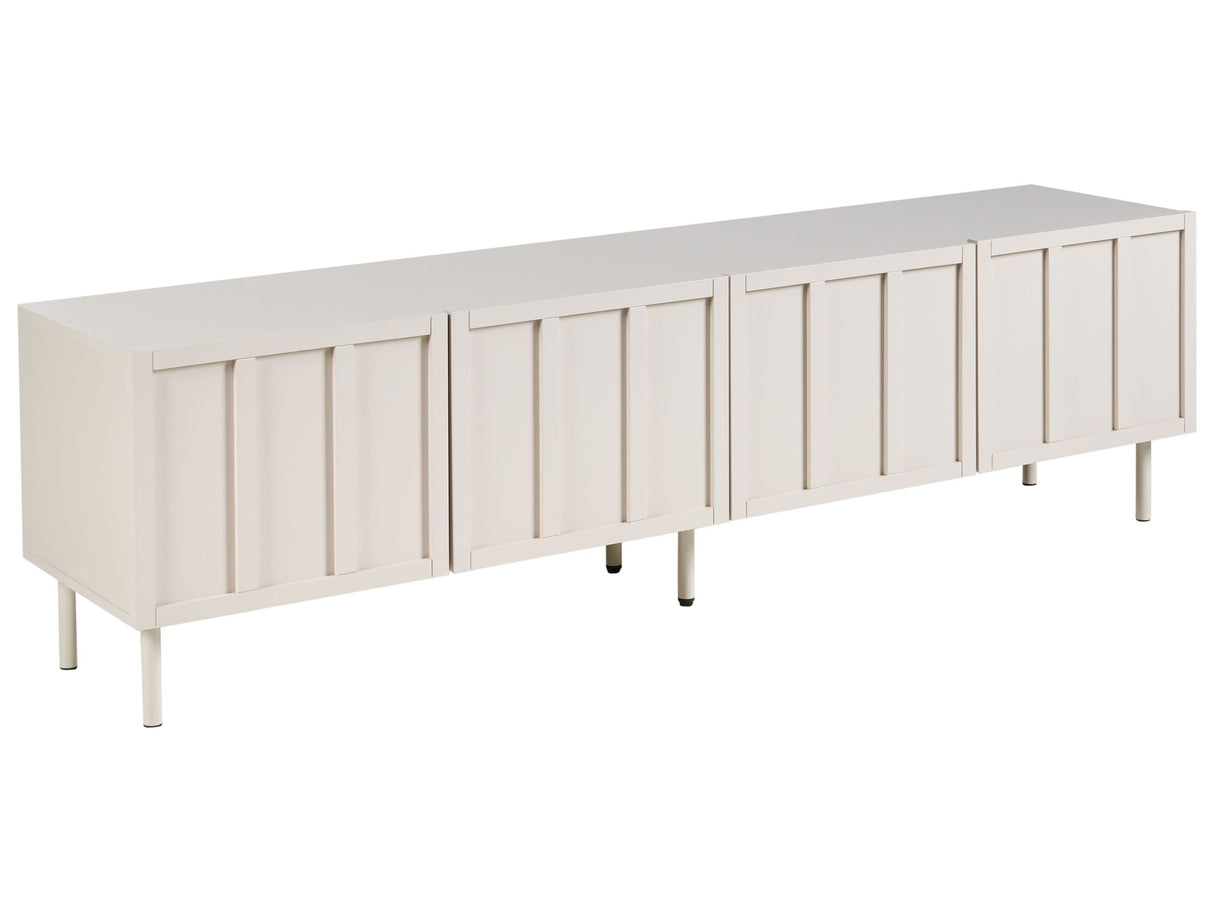 TV Stand Light Beige MDF 4 Door Cabinet Metal Legs Cashmere Modern Design Bedroom Beliani