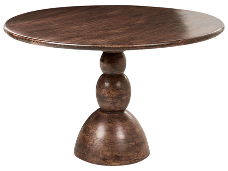 Dining Table Dark Brown Mango Wood Wooden Base and Legs 120 cm Table Top Modern Beliani