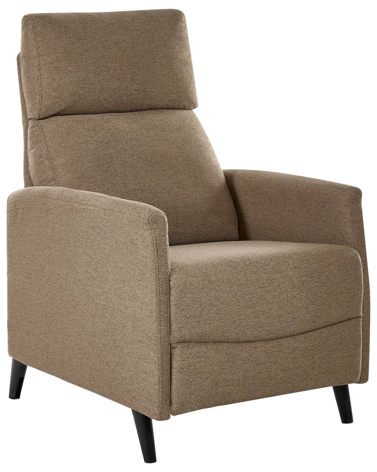 Recliner Chair Brown Fabric Upholstery Push-Back Manually Adjustable Back and Footrest Retro Design Armchair Beliani