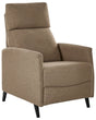 Recliner Chair Brown Fabric Upholstery Push-Back Manually Adjustable Back and Footrest Retro Design Armchair Beliani