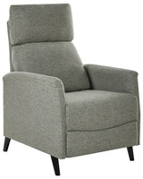 Recliner Chair Light Green Fabric Upholstery Push-Back Manually Adjustable Back and Footrest Retro Design Armchair Beliani