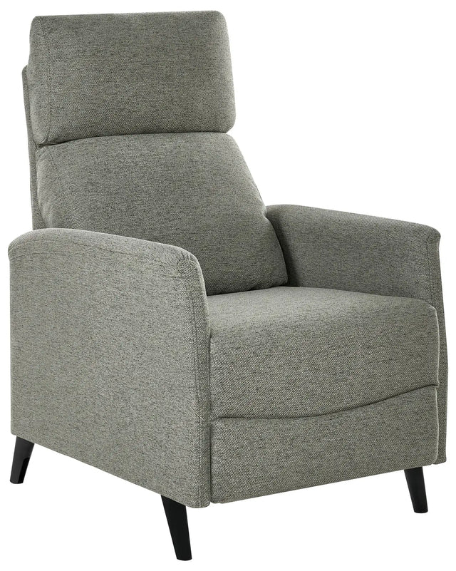 Recliner Chair Light Green Fabric Upholstery Push-Back Manually Adjustable Back and Footrest Retro Design Armchair Beliani
