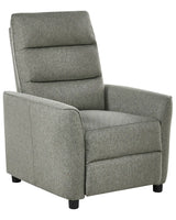 Recliner Chair Light Green Fabric Upholstery Push-Back Manually Adjustable Back and Footrest Retro Design Armchair Beliani