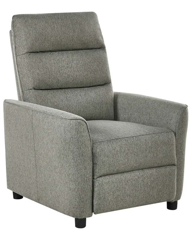 Recliner Chair Light Green Fabric Upholstery Push-Back Manually Adjustable Back and Footrest Retro Design Armchair Beliani