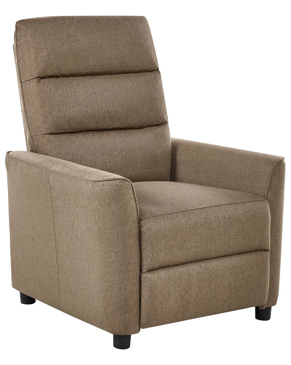 Recliner Chair Brown Fabric Upholstery Push-Back Manually Adjustable Back and Footrest Retro Design Armchair Beliani