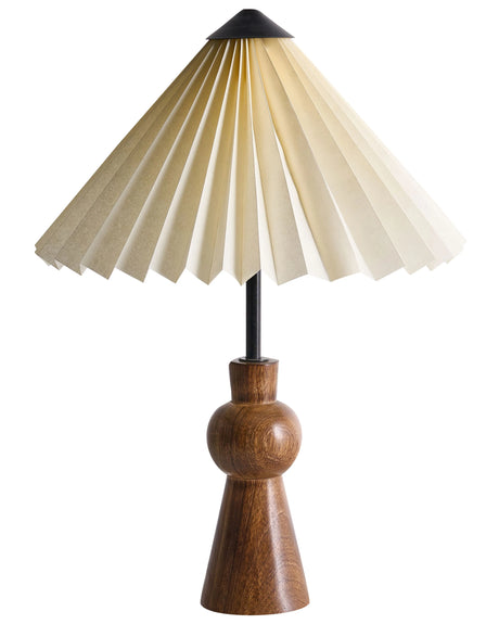 Table Lamp Off-White Paper Mango Wood Living Room Bedroom Modern Contemporary Beliani