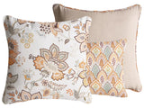 Set of 3 Scatter Cushions Multicolour Cotton Fabric Oriental Leaves Pattern 45/30 x 45/50 cm Throw Pillow Beliani