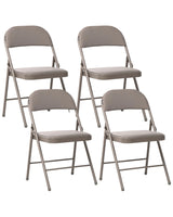 Set of 4 Folding Chairs Taupe Metal Taupe Frame Padded PU Fabric Seat and Backrest Fold Out Seats Beliani
