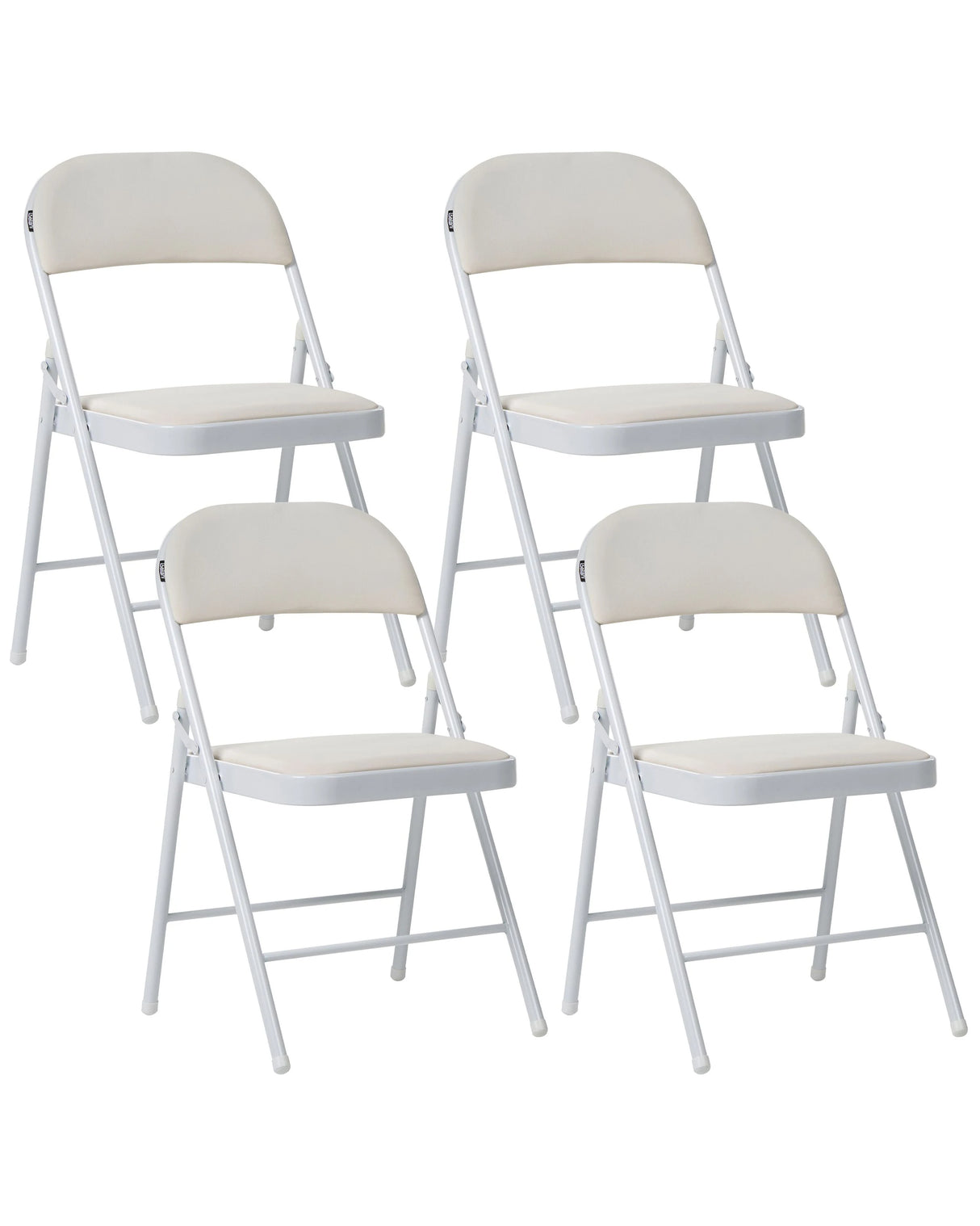 Set of 4 Folding Chairs White Metal Frame Padded PU Fabric Seat and Backrest Fold Out Seats Beliani