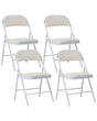 Set of 4 Folding Chairs White Metal Frame Padded PU Fabric Seat and Backrest Fold Out Seats Beliani
