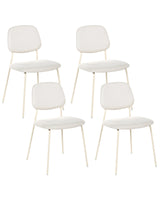 Set of 4 Dining Chairs Off-White Polyester Armless Iron Legs Protective Caps Modern Minimalism Design Dining Room Seating Beliani
