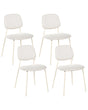 Set of 4 Dining Chairs Off-White Polyester Armless Iron Legs Protective Caps Modern Minimalism Design Dining Room Seating Beliani