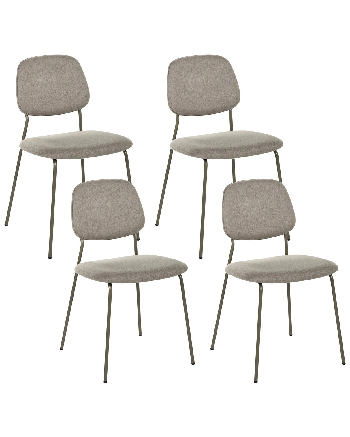 Set of 4 Dining Chairs Taupe Polyester Armless Iron Legs Protective Caps Modern Minimalism Design Dining Room Seating Beliani