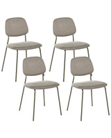 Set of 4 Dining Chairs Taupe Polyester Armless Iron Legs Protective Caps Modern Minimalism Design Dining Room Seating Beliani