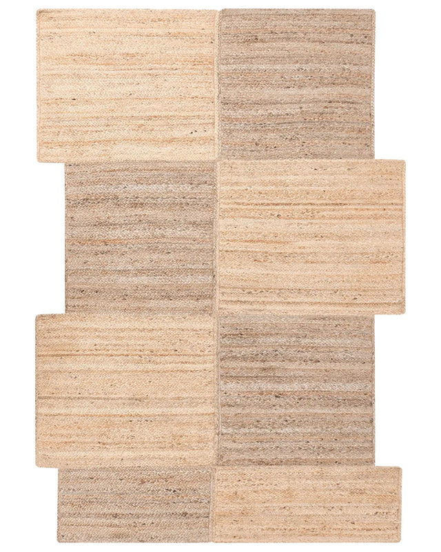 Area Rug Beige Jute 160 x 230 cm Asymmetrical Braided Rustic Style Living Room Bedroom Beliani