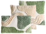 Set of 3 Scatter Cushions Green and Beige Cotton Fabric Tufted Pattern 45/30 x 45/50 cm Throw Pillow Beliani