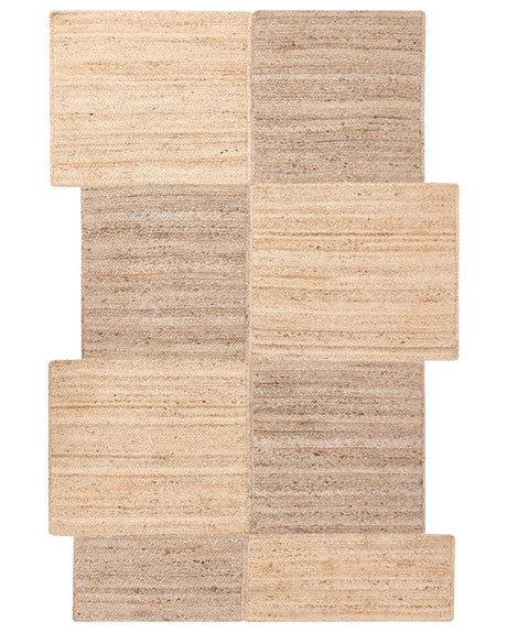 Area Rug Beige Jute 200 x 300 cm Asymmetrical Braided Rustic Style Living Room Bedroom Beliani