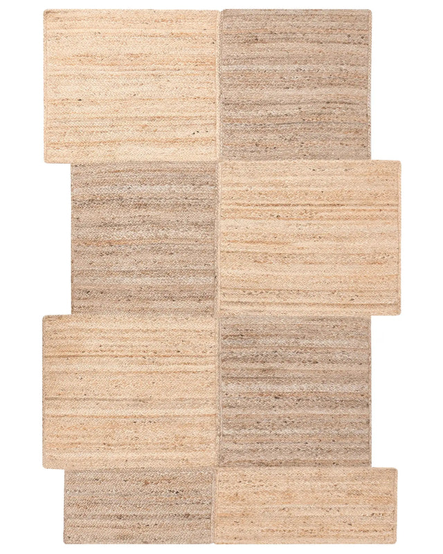 Area Rug Beige Jute 200 x 300 cm Asymmetrical Braided Rustic Style Living Room Bedroom Beliani
