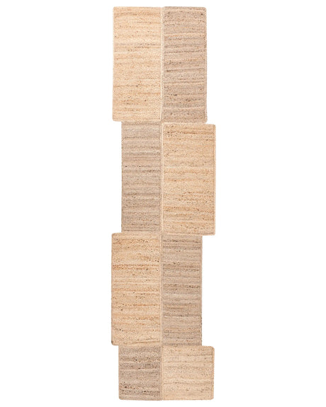Runner Rug Beige Jute 80 x 300 cm Asymmetrical Braided Rustic Style Hallway Bedroom Beliani