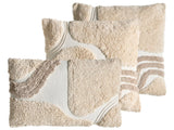 Set of 3 Scatter Cushions Beige and White Cotton Fabric Tufted Pattern 45/30 x 45/50 cm Throw Pillow Beliani