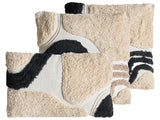 Set of 3 Scatter Cushions Beige and Black Cotton Fabric Tufted Pattern 45/30 x 45/50 cm Throw Pillow Beliani