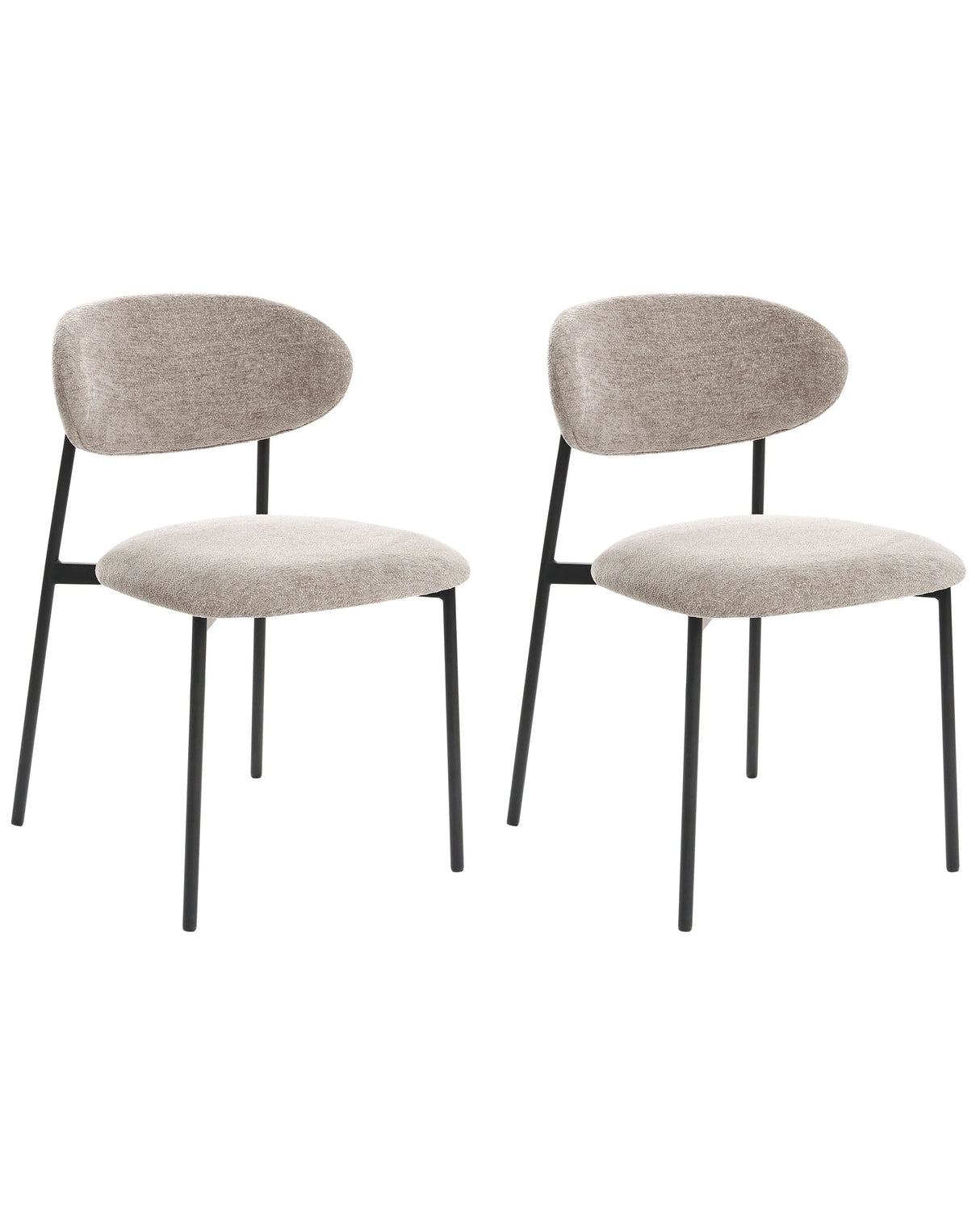 Set of 2 Dining Accent Chairs Taupe Upholstery without Armrests Metal Base Modern Design Beliani