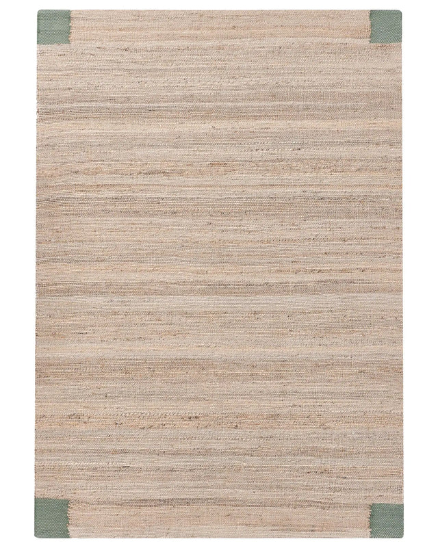 Area Rug Beige and Green Jute 160 x 230 cm Rectangular Woven Rustic Style Living Room Bedroom Beliani