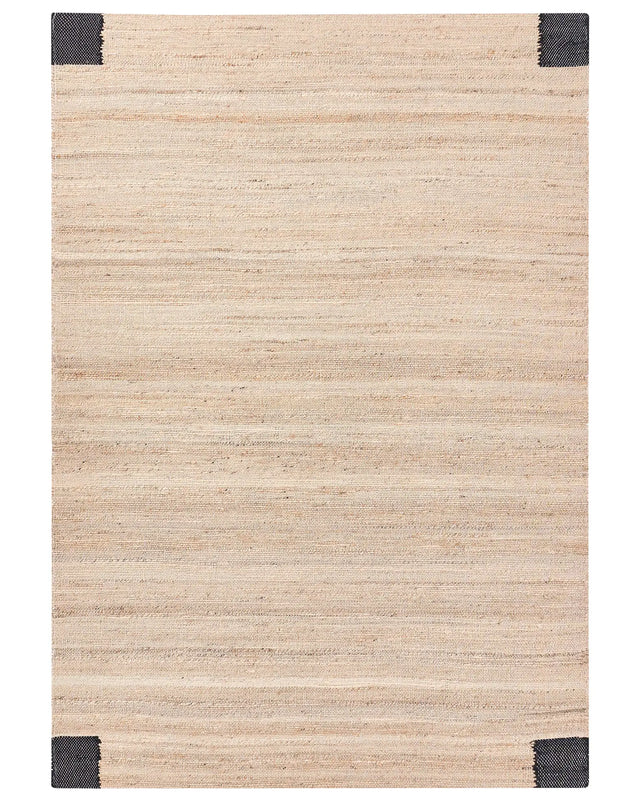 Area Rug Beige and Black Jute 160 x 230 cm Rectangular Woven Rustic Style Living Room Bedroom Beliani