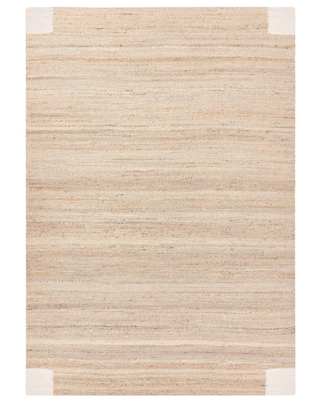 Area Rug Light Beige Jute 160 x 230 cm Rectangular Woven Rustic Style Living Room Bedroom Beliani