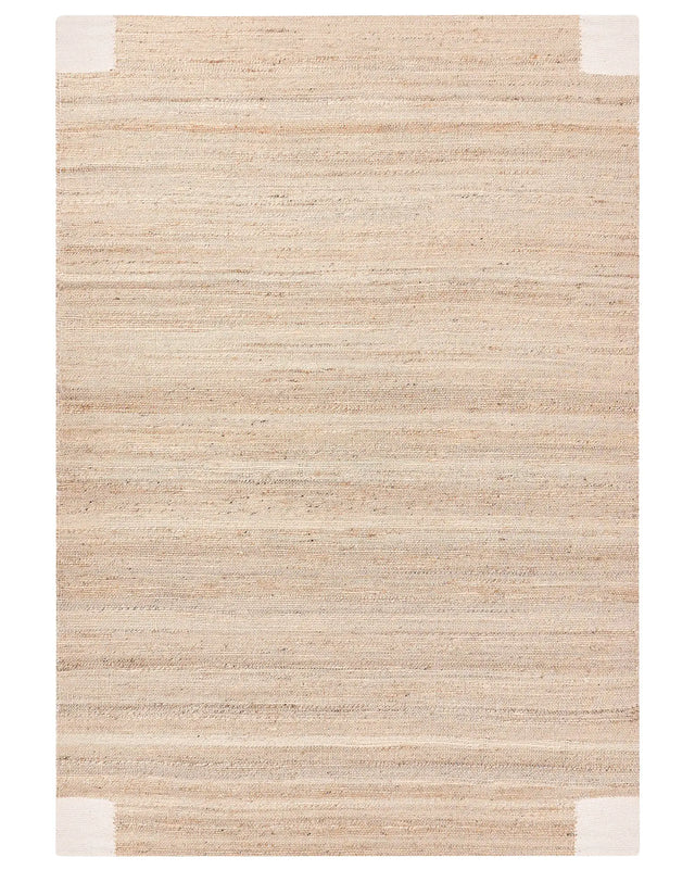 Area Rug Light Beige Jute 160 x 230 cm Rectangular Woven Rustic Style Living Room Bedroom Beliani