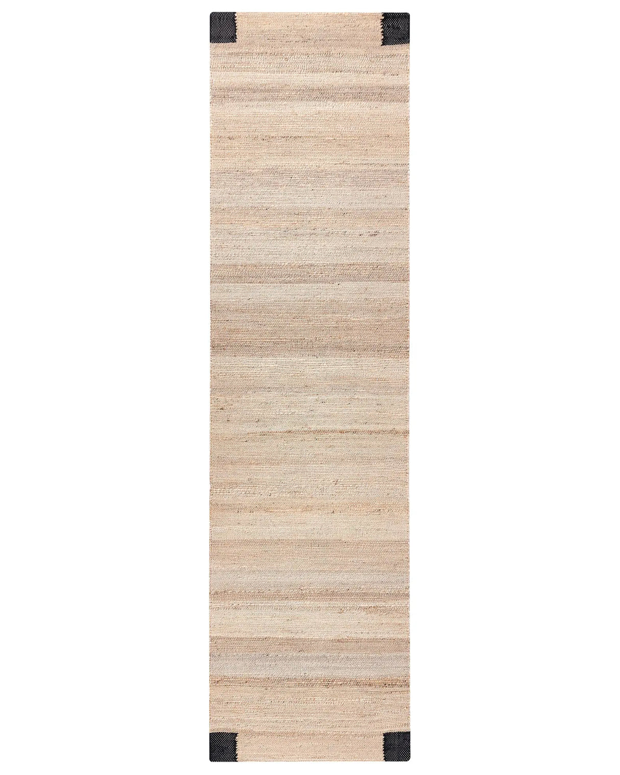 Runner Rug Beige and Black Jute 80 x 300 cm Rectangular Woven Rustic Style Hallway Bedroom Beliani