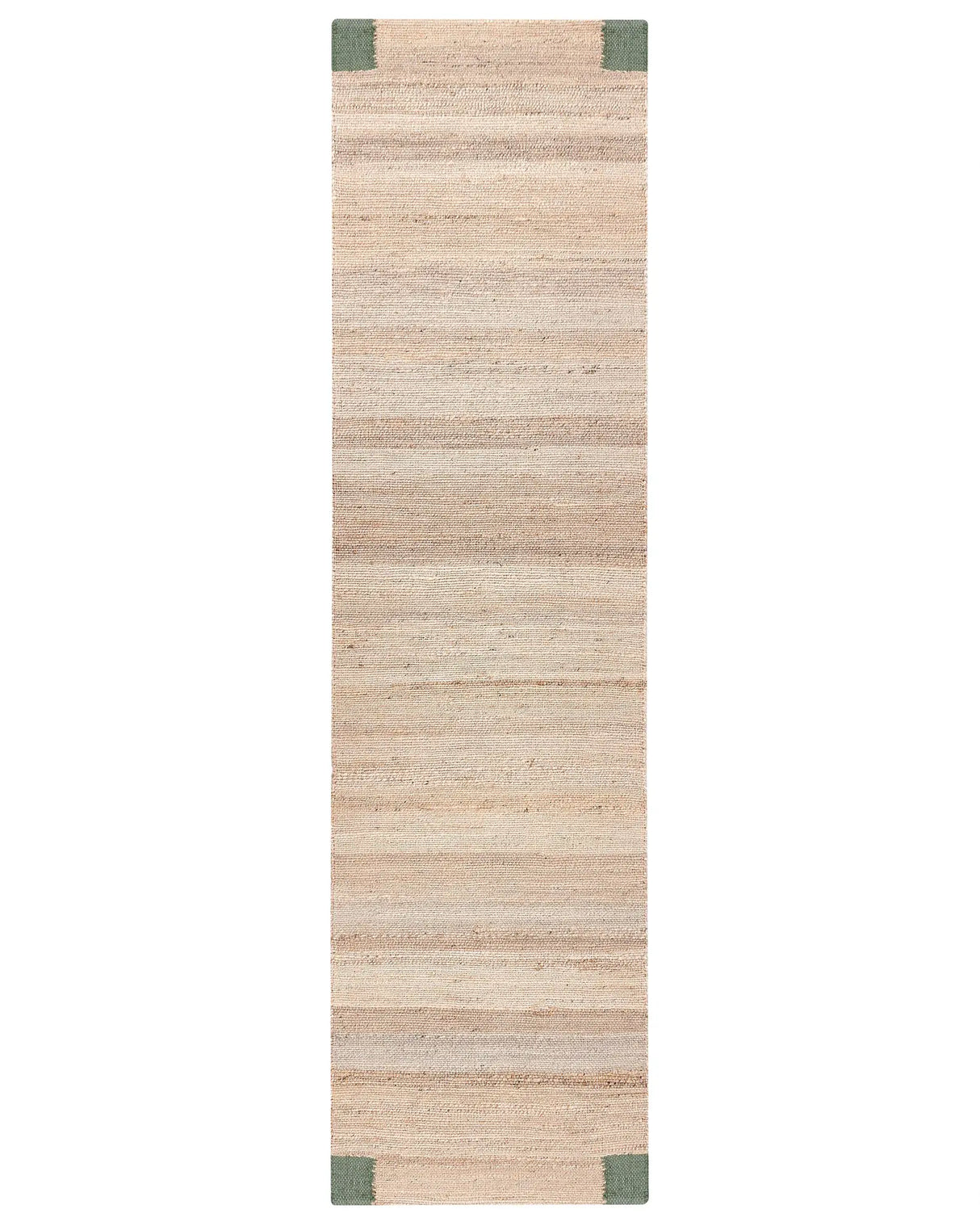 Runner Rug Beige and Green Jute 80 x 300 cm Rectangular Woven Rustic Style Hallway Bedroom Beliani