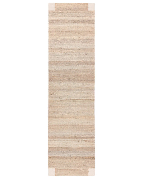 Runner Rug Light Beige Jute 80 x 300 cm Rectangular Woven Rustic Style Hallway Bedroom Beliani