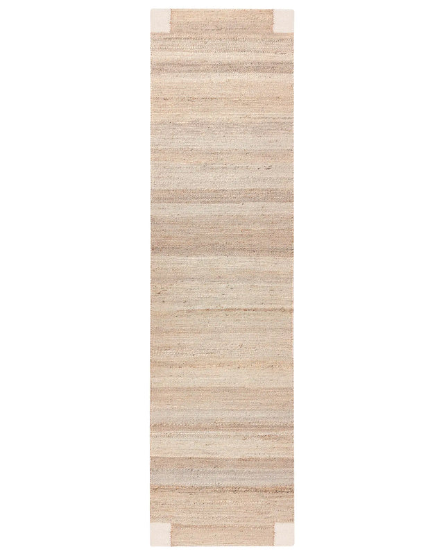 Runner Rug Light Beige Jute 80 x 300 cm Rectangular Woven Rustic Style Hallway Bedroom Beliani