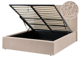 Ottoman Bed Beige Boucle Upholstery EU Double Size Headboard Storage Function Modern Design Beliani