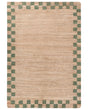 Area Rug Beige and Green Jute Cotton 160 x 230 cm Rectangular Woven Rustic Style Living Room Bedroom Checkered Border Beliani