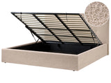 Ottoman Bed Beige Fabric Boucle Upholstery EU Super King Size Headboard Storage Function Modern Design Beliani