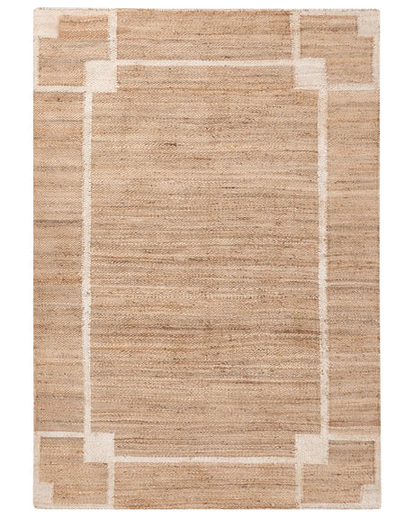 Area Rug Light Beige Jute 160 x 230 cm with Pattern Rectangular Woven Rustic Style Living Room Bedroom Beliani